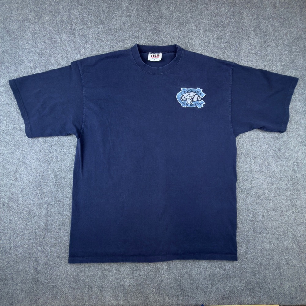 Vintage UNC Tar Heels Team Edition T-Shirt XL Navy Blue Embroidered Made in USA